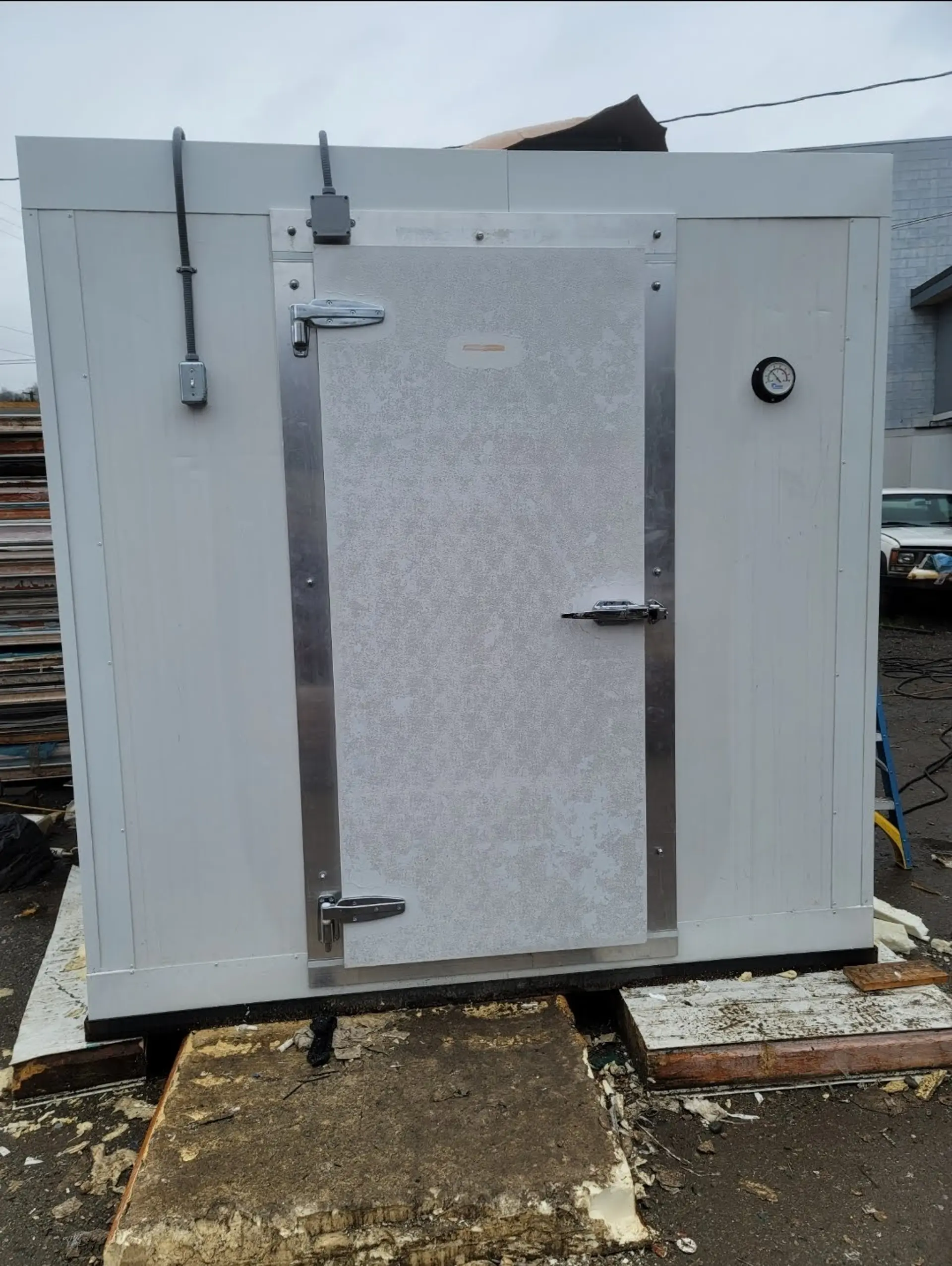 Exterior of a completed commercial walk-in cooler